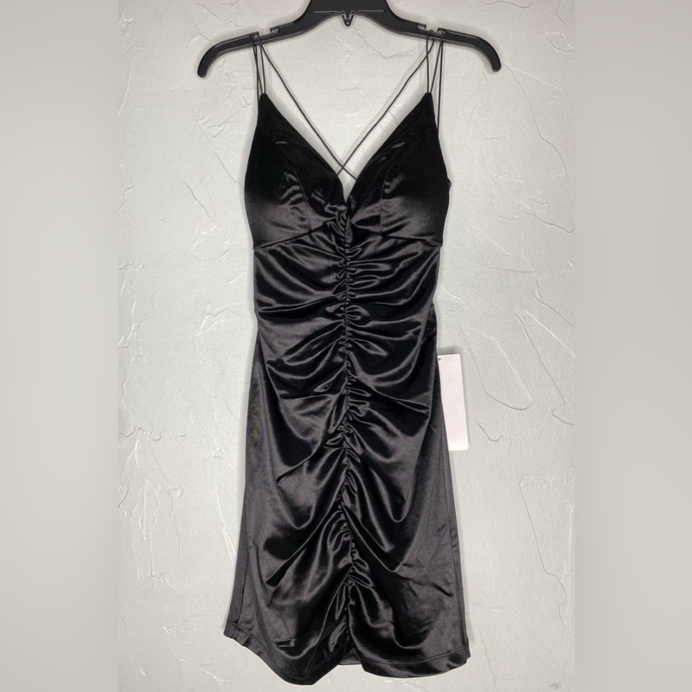 Emerald Sundae Black Satin Dress (XS)